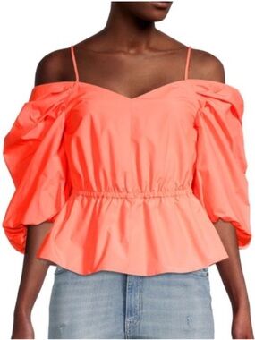 Tanya Taylor Caroline Off The Shoulder Peplum Blouse NWT